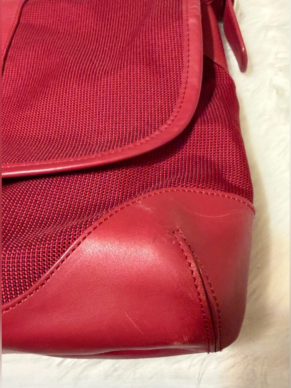 L.L. Bean Buckle Crossbody Messenger Bag Canvas with Leather Trim